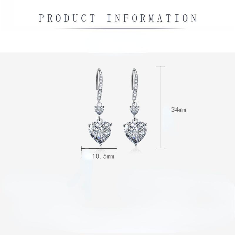 BELLA BOX Серьги в форме сердца с голубым бриллиантом, женские модные 4 карата, персиковое сердце, желтый бриллиант, серьги с розовым бриллиантом, аксессуары для вечеринок