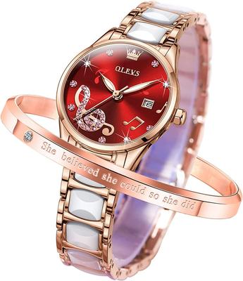 OLEVS Easy to Japanese Day Gift женские часы, стильные, читающие, с механизмом, популярные, симпатичные, с датой, светящиеся, водонепроницаемые, на День святого Валентина (Музыкальная нота