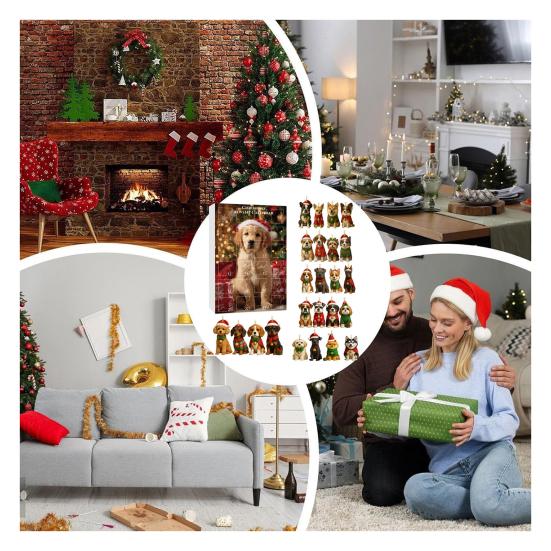 Dog Advent Calendar 2025 24Pcs 2D Dog Breeds Ornaments for Tree Decor 24 Days Christmas Countdown Calendar Surprise Gifts for Dog Lovers