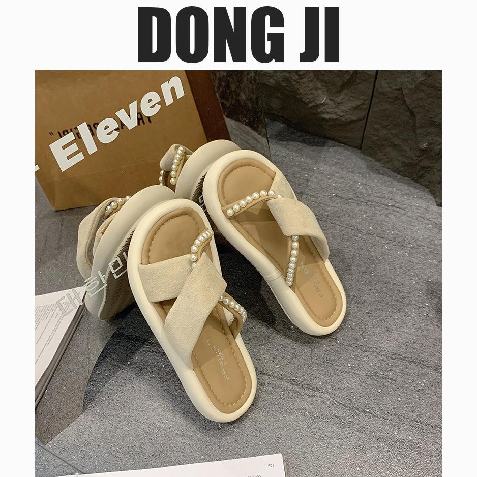 Женские тапочки в стиле феи на толстой подошве, лето 2025, новые модные босоножки с открытым носком, украшенные бисером