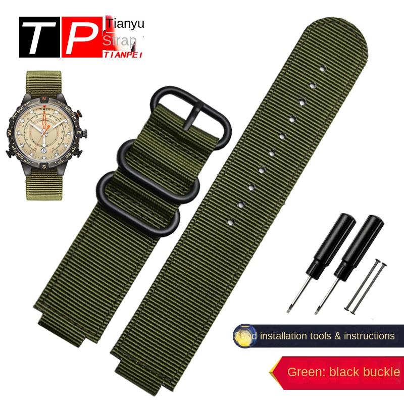 Для TIMEX Tidal T2N721 T2N720 T2n739 TW2T76500 TW2T76300 TW2T76500 Холщовый ремешок для часов Черный Армейский зеленый Синий Нейлоновый ремешок для часов 16 мм