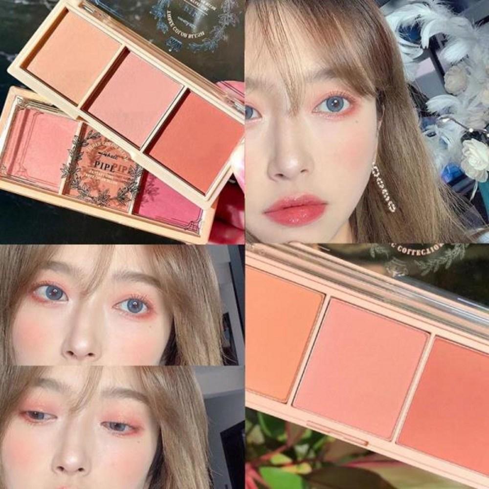 Milk Tea Blush Peach Palette Face Mineral Pigment Ball Blusher Powder Makeup Contour Shadow with Brush 3i, 02 с кистью