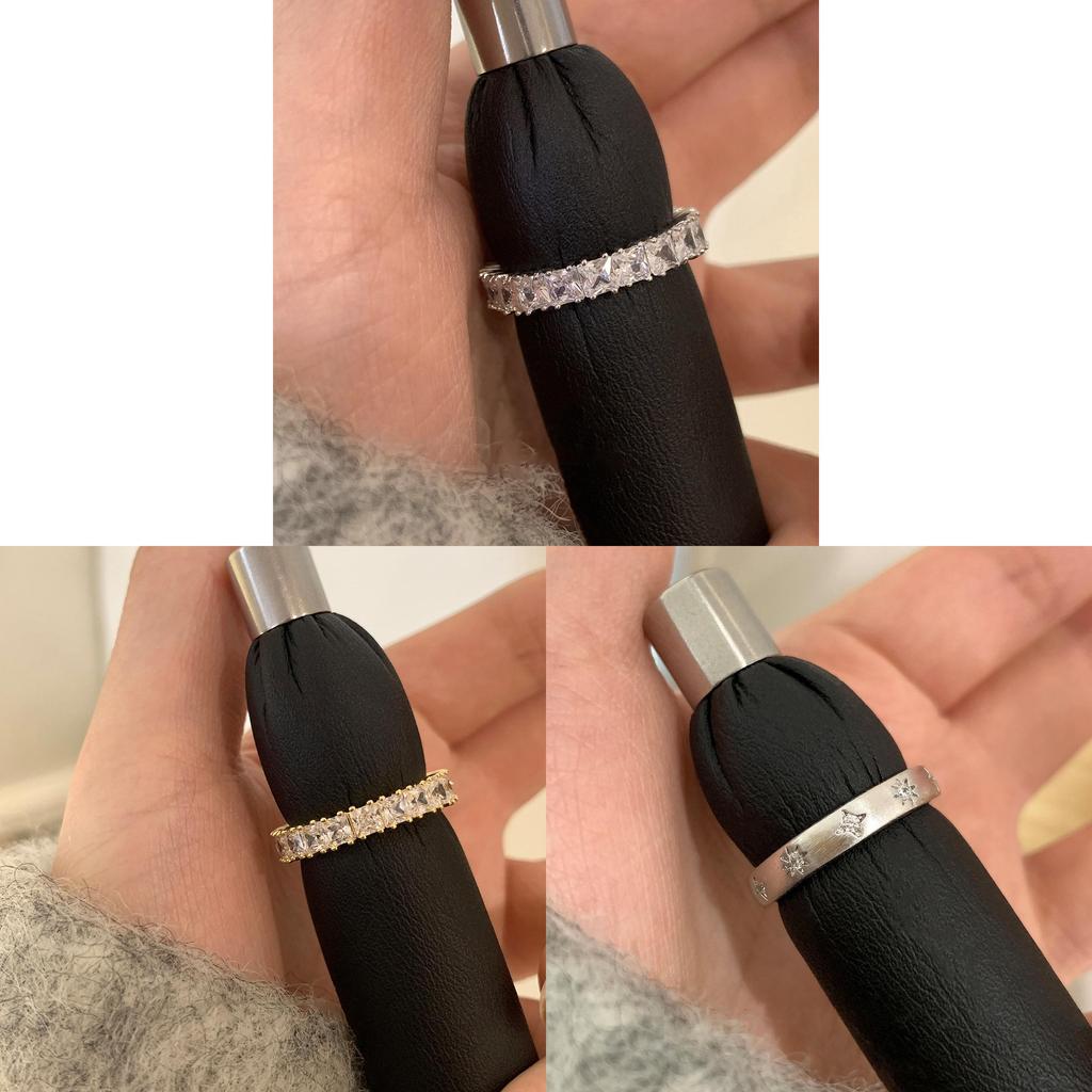 Медное Геометрическое Открытое Кольцо с Цирконами Женский Стильный Аксессуар для Офиса