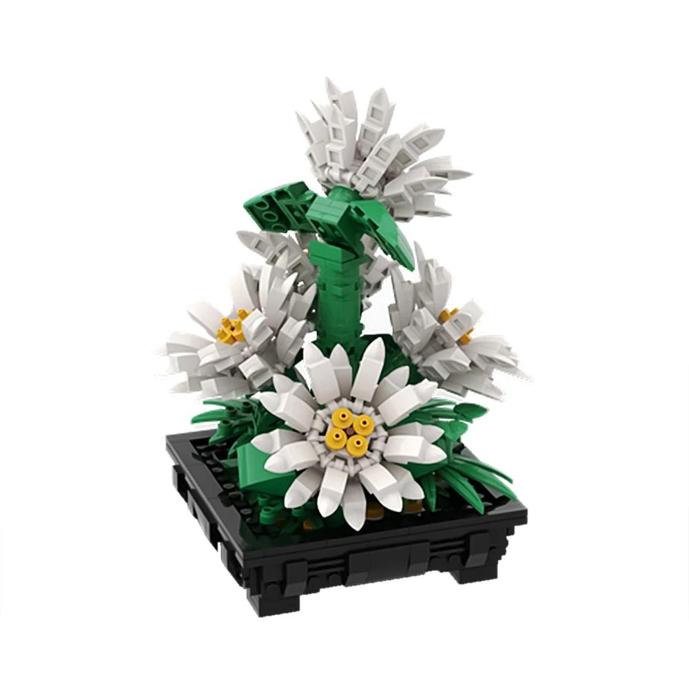 Gobricks MOC Букет ромашек Кубики Офис Домашний Декор Горшечные ромашки Садовое Домашнее Растение Сборка Строительные Блоки Игрушки Подарок