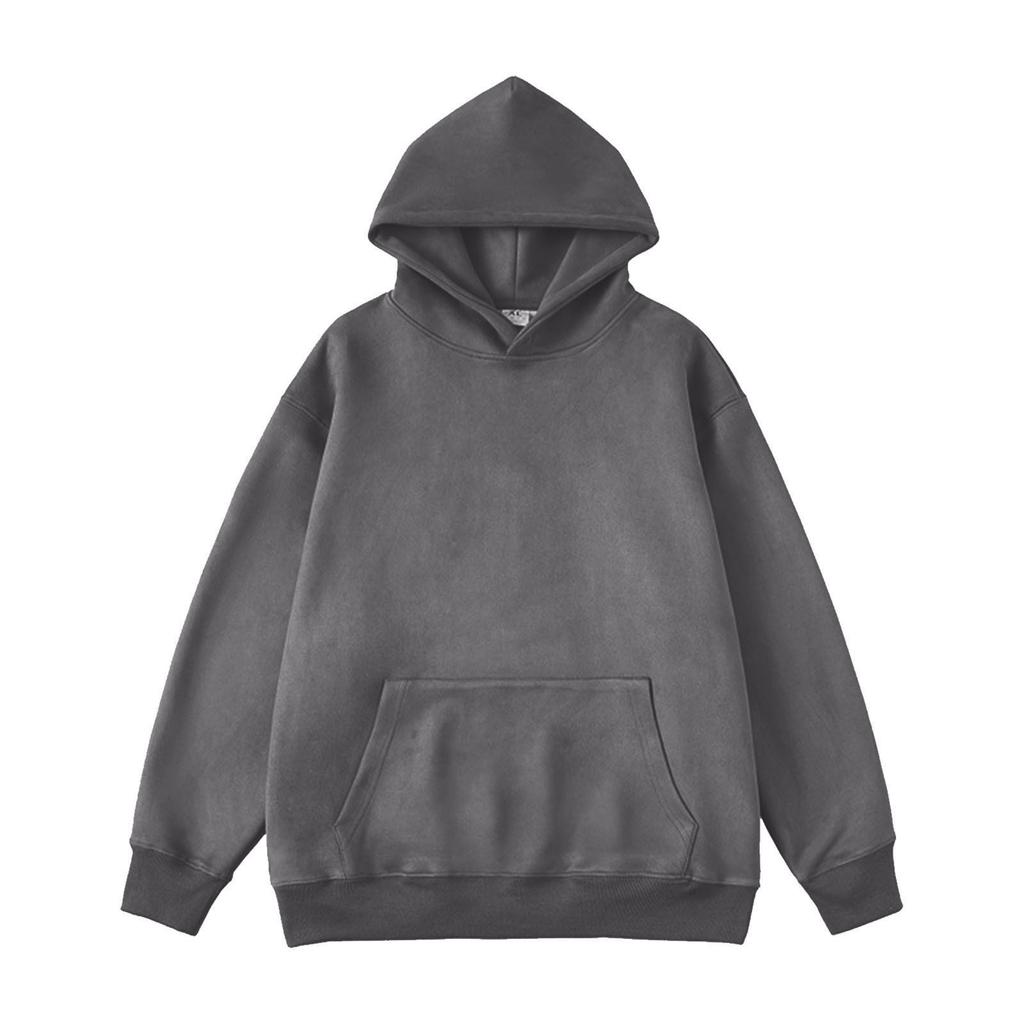 Осенний мужской замшевый гладкий свитер с капюшоном, новый большой базовый размер