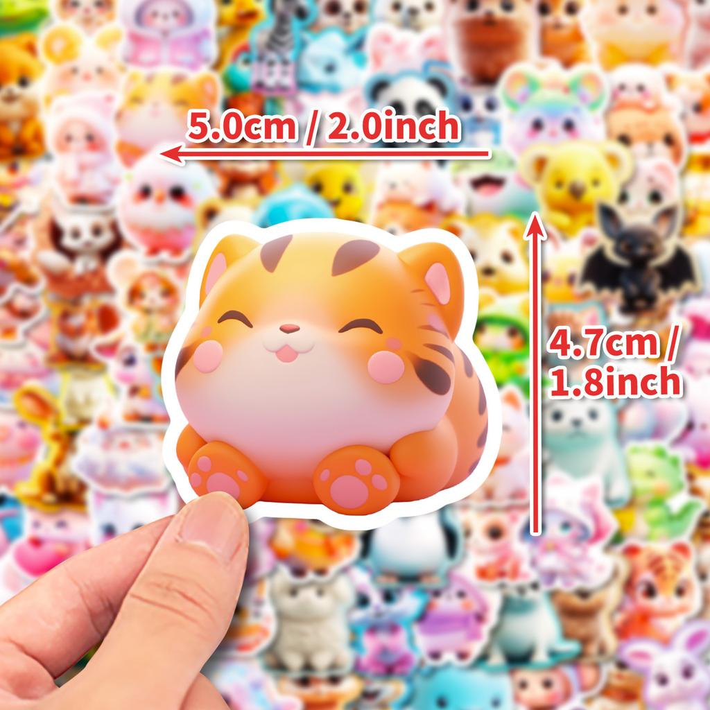 100 3D Маленькие животные Мультфильм Милые наклейки Кит Панда Кошка Кошка Наклейки Diy Багаж Блокнот Украшения