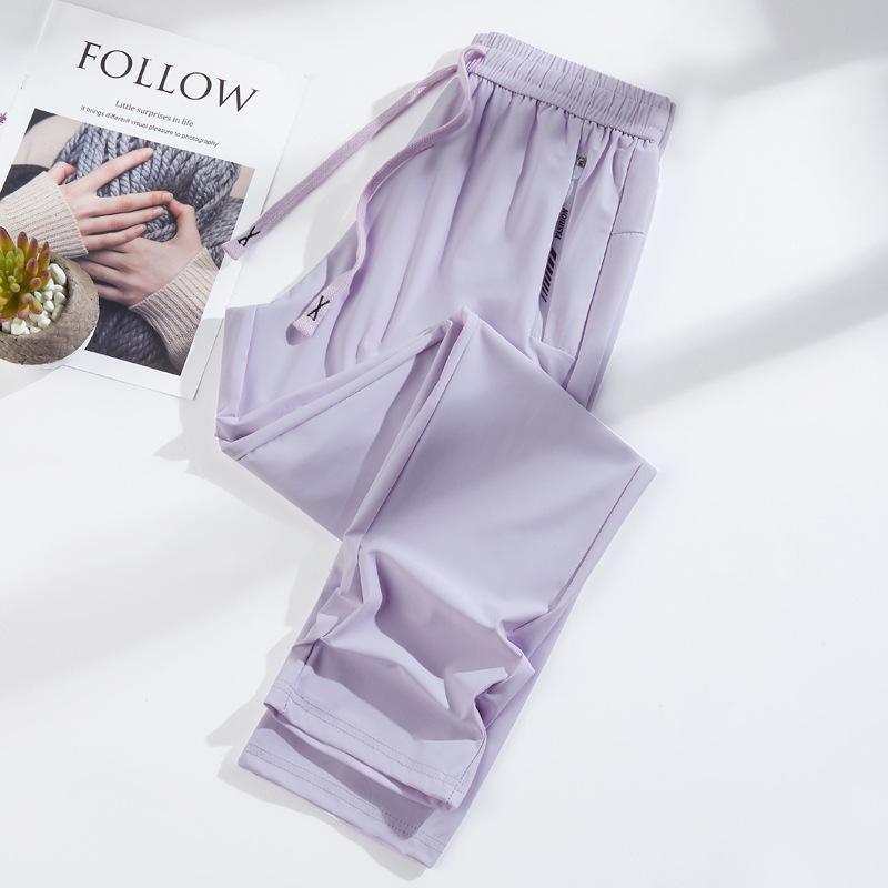 Unisex Summer Ice Silk Quick-Dry Joggers with UPF50 Sun Protection - Loose Fit Nine-Point Casual Pants