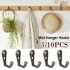 5/10Pcs Single Prong Hook Mini Size Wall Mounted Retro Cloth Hanger for Coats Hats Towels Keys Clothes Door Hanger Decoration