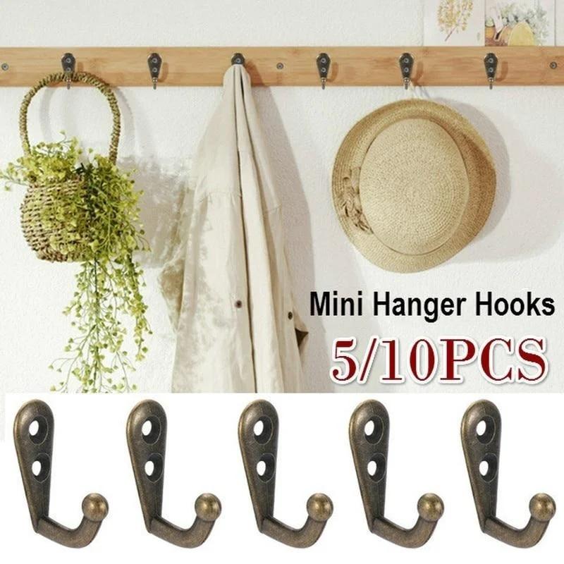 5/10Pcs Single Prong Hook Mini Size Wall Mounted Retro Cloth Hanger for Coats Hats Towels Keys Clothes Door Hanger Decoration