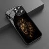 Черный Арт Тренд Узор Голова Льва Закаленное Стекло Чехол Для Телефона Для iPhone 17 16 15 Pro Max 14 13 12 11 17Air 7 8 Plus XR XS X Чехол
