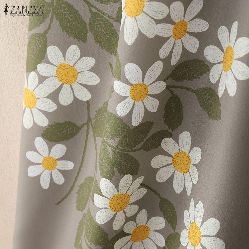 ZANZEA Женские повседневные широкие укороченные брюки свободного кроя с цветочным принтом