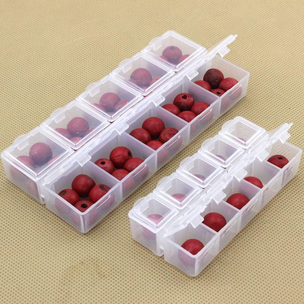 Double Row Jewelry Storage Box 10 Grid Medicine Storage Case Container Pill Box Holder