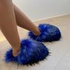 2025 Женские зимние тапочки из енотового меха, теплые плюшевые шлепанцы, тапочки из роскошного пушистого искусственного меха, домашняя хлопковая обувь, домашние меховые шлепанцы