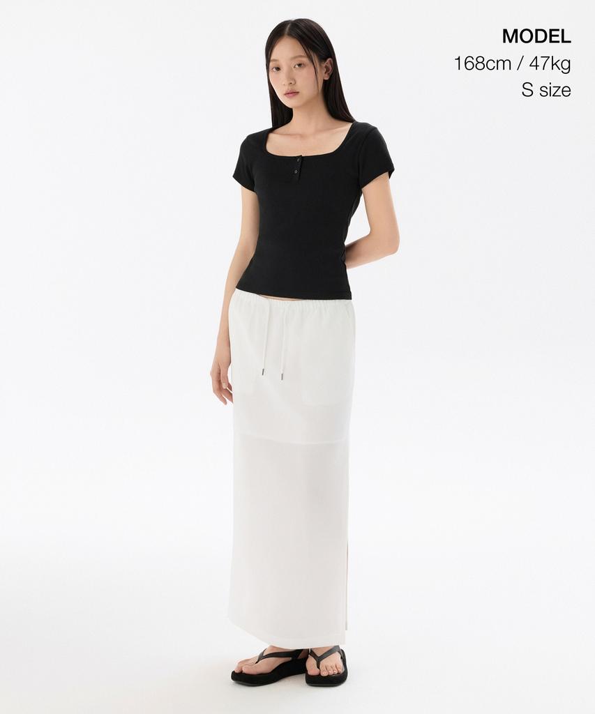 Musinsa Standard Woman Women'S Linen-Like Elastic Waist Long Skirt [White]
