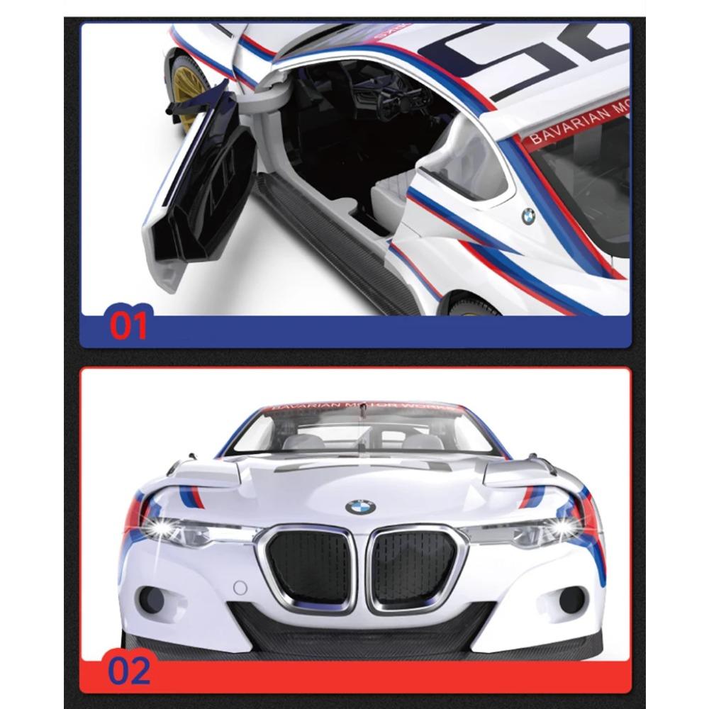 1/24 BMW CSL Alloy Track Racing Car Модель литой игрушечной машинки из металла Модель имитации звука и света Коллекция детских подарков