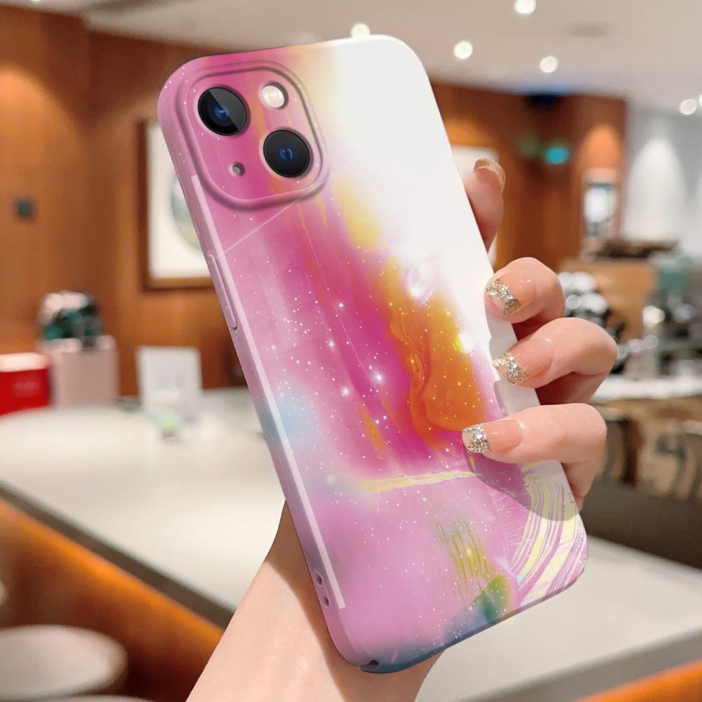 Стильный чехол для телефона со звездным градиентом для Samsung Galaxy A52 iPhone 15 Xiaomi Redmi VIVO OPPO Realme Huawei Infinix Противоударный Ультратонкий Жесткий Чехол