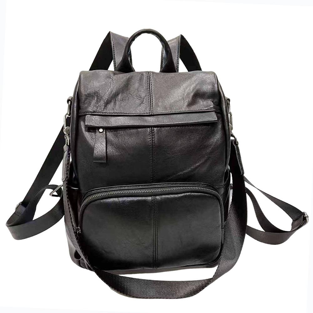 Модный рюкзак с защитой от кражи, женский, новый и удобный в использовании, ретро, черный, из коровьей кожи, многоцелевой, повседневная дорожная сумка