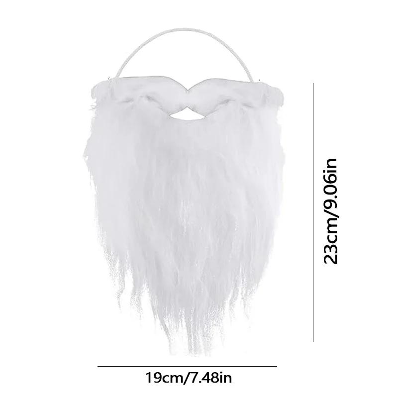 Santa Claus White Beard Mustache Christmas Costume Prop Fake Beard for Adults Kids Party Dress Up Accessory Cosplay Decoration