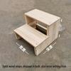 Solid Wood 2-Step Folding Ladder Stool for Household and Balcony Use