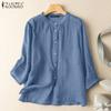 Women Casual O-neck 3/4 Sleeve Summer Cover Up Blouse