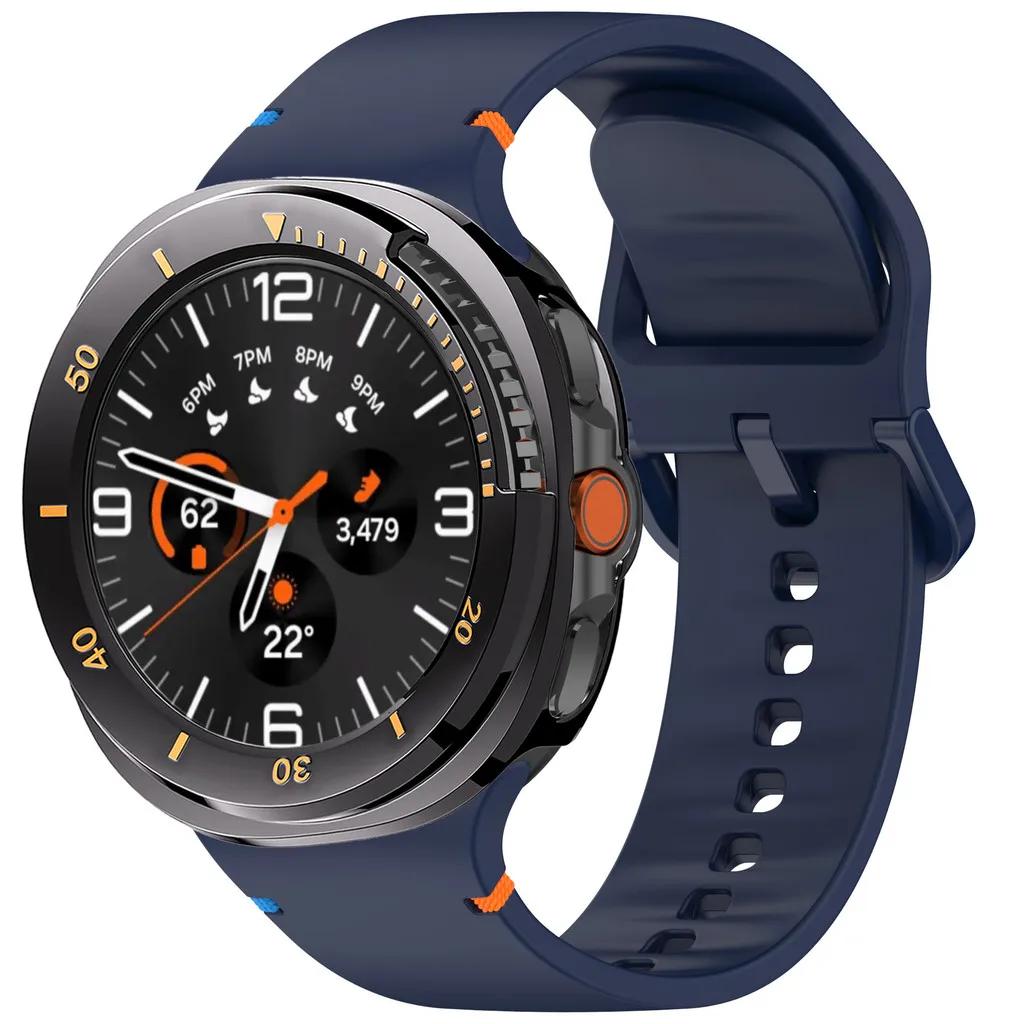 Case+ Band For Samsung Galaxy Watch 8 Classic 46mm Silicone Bracelet Strap Hard PC Bumper For Galaxy Watch 8 Classic NO Glass