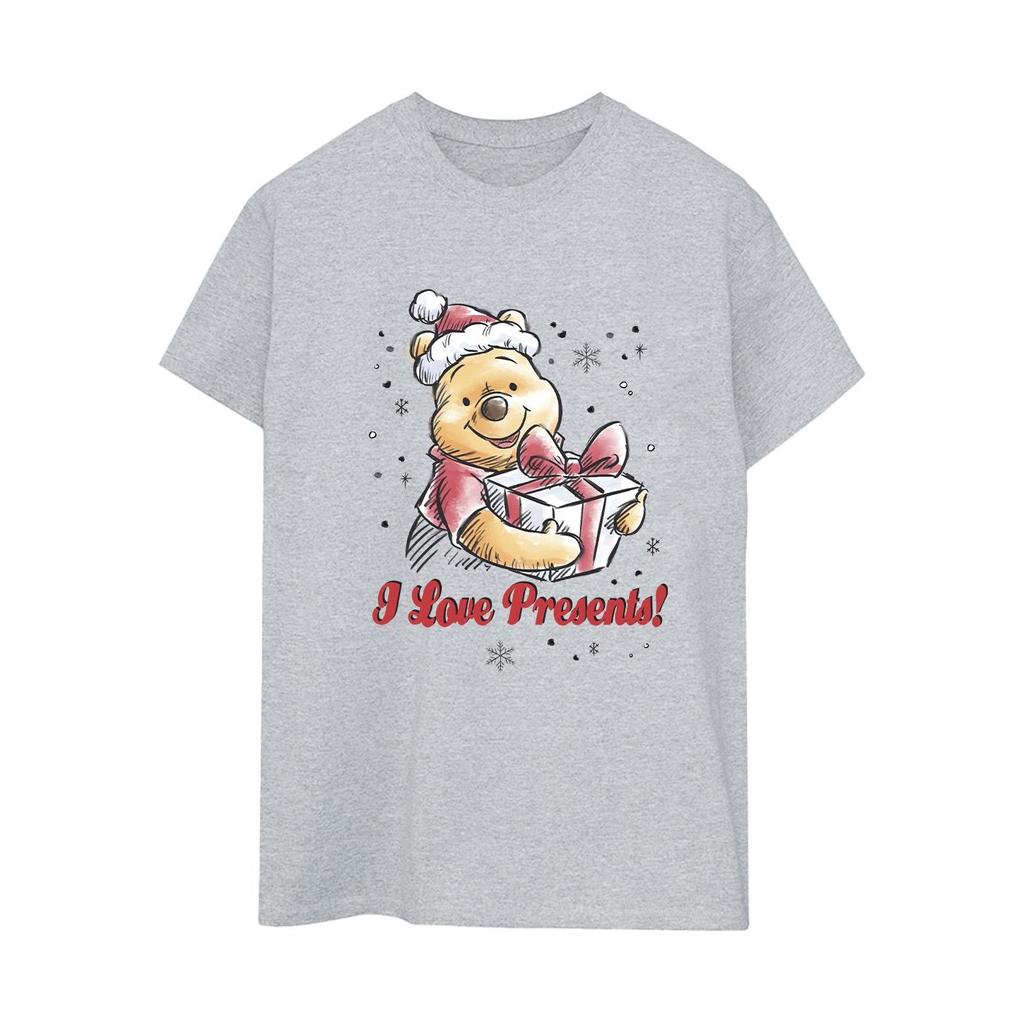 Disney Womens/Ladies Winnie The Pooh Love Presents Cotton Boyfriend T-Shirt