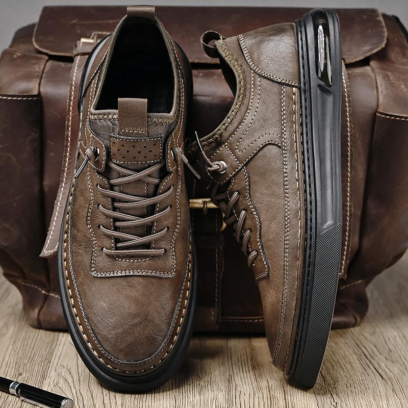 Кроссовки, мужская рабочая обувь, осень 2024, новая роскошная кожаная обувь высокого качества, классическая спортивная мужская обувь на шнуровке на открытом воздухе