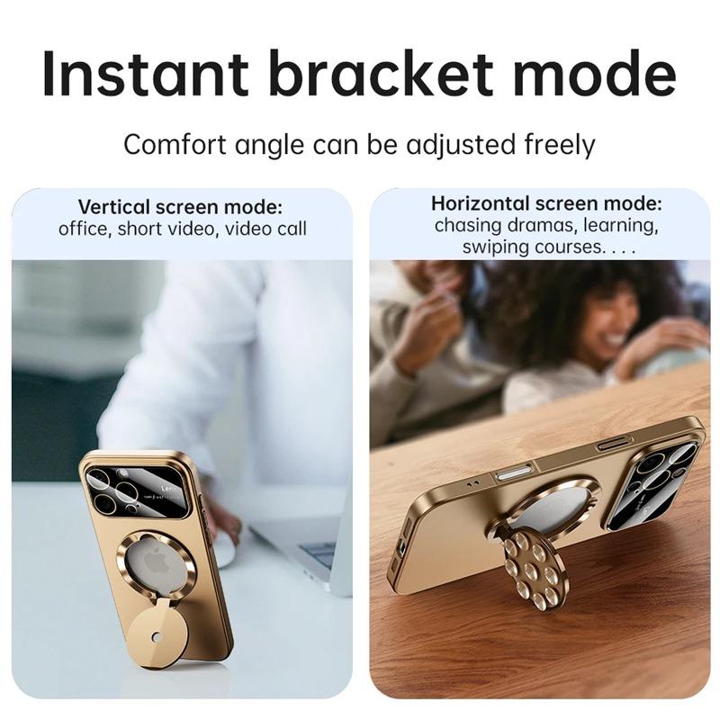 Роскошный держатель на присоске для телефона чехол для iPhone 16 15 14 13 12 11 Pro Max Plus Magsafe Magnetic Matte Fold Stand Lens Film Cover