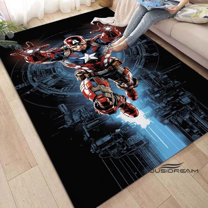 Captain America Cartoon-Themed Rug — Living Room Home Décor, Bedroom, Sofa & Doormat Accent, Children's Rug, Non-Slip Mat