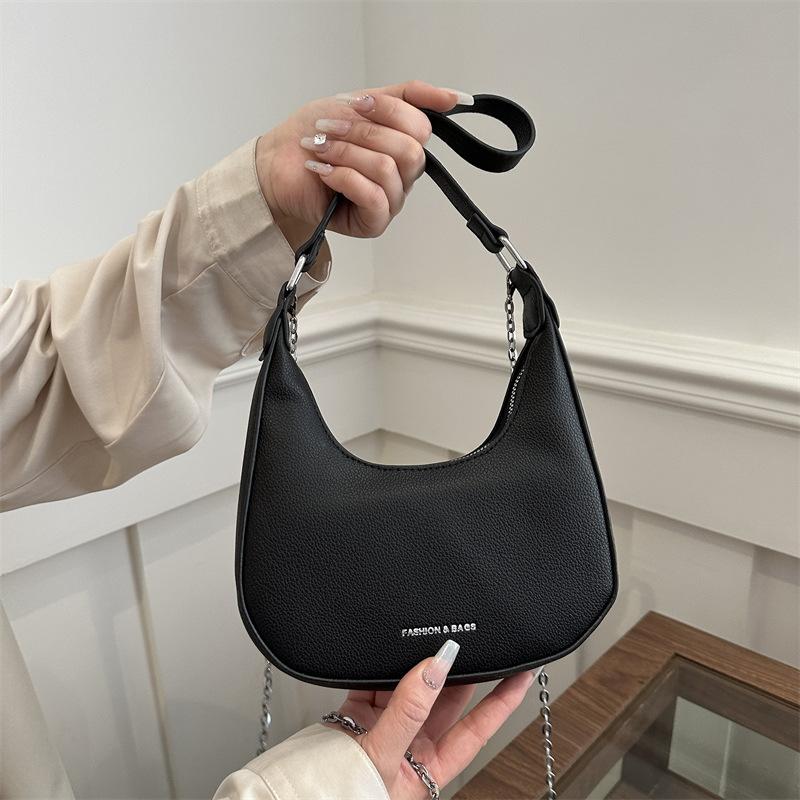 Women'S Bag Fashion Shoulder Bag Texture Pu Crescent Bag Niche Versatile Chain Messenger Bag Armpit Bag