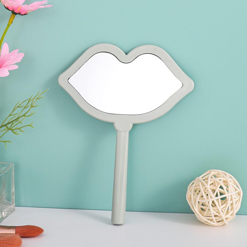 Lip-Shaped Handheld Makeup Mirror with Customizable Handle: Portable HD Mini Mirror for DIY Touch-Ups