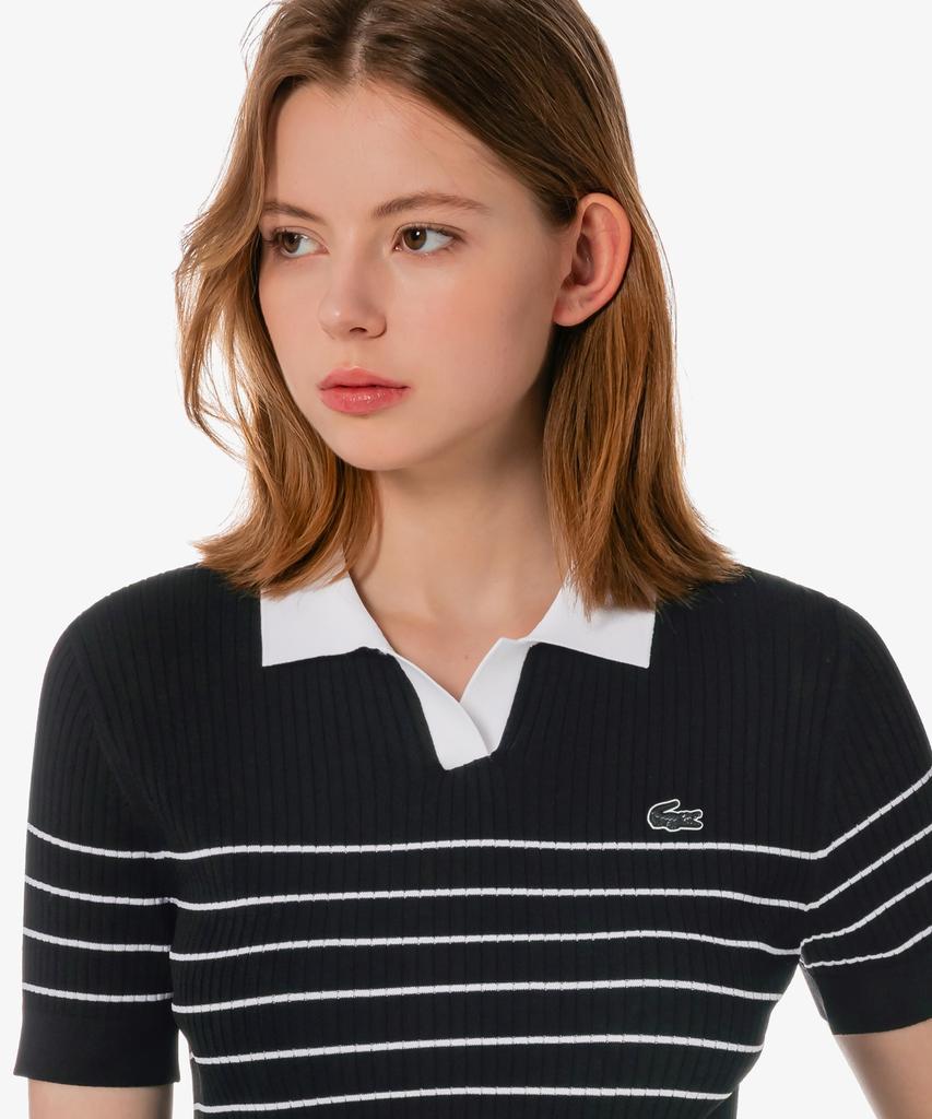 LACOSTE Женский текстурированный поло-свитер в полоску Af230E-56G 031