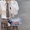 Japanese PU Leather Y2K Spicy Girl Ita Bag - Large Capacity Transparent Badge Crossbody for Students