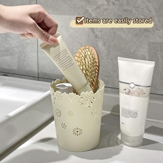 Туалетный столик Цветочная корзина для мусора Ажурные цветочные узоры Мусорное ведро Маленькое настольное мусорное ведро для ванной комнаты офиса спальни домашнего декора