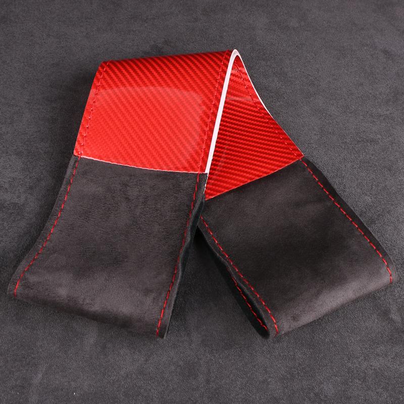 DIY Carbon Fiber Suede Universal Auto Steering Wheel Cover Anti-Slip Sweat-Absorbing Comfort Grip 37-38.5cm Car Interior Decor