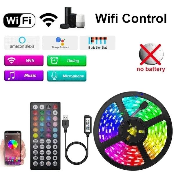 Светодиодная лента 5050 RGB 5V USB с Bluetooth WiFi Управлением через приложение Подсветка для комнаты 1-30 м
