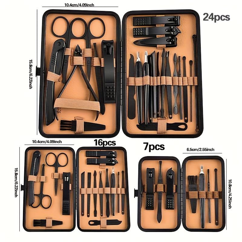 Luxury Nail Clipper Set - Stainless Steel Manicure Pedicure Kit in Case. Perfect Travel Gift for Men & Women.