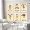 Retro Aesthetic Dance Frog Art Poster Decor Trendy Wall Motivational Quote Print Mushroom Meditate Canvas Room Home Painting