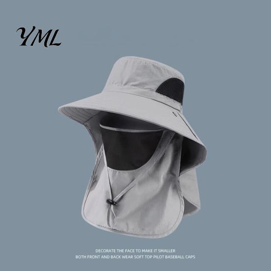 Wide Brim Hat for Mountaineering Full Coverage Sun Hat, Fishing with Neck Flap, Removable Breathable Mesh Hiking Outdoor Face UV Protection