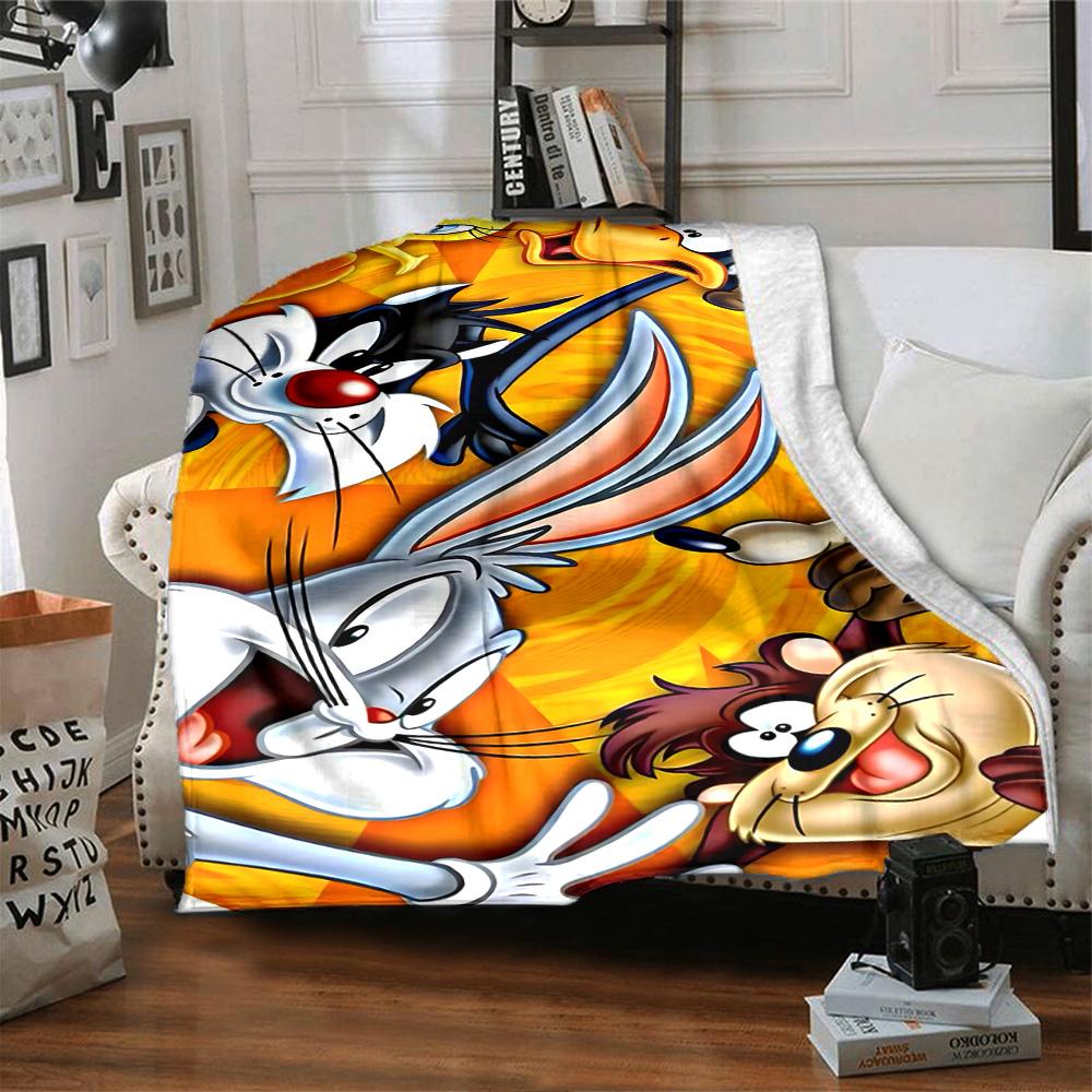 Looney Tunes Characters Flannel Blanket Super Soft Warm Cozy Blanket For Sofa Bed Office Travel Allseason Home Decor Gift