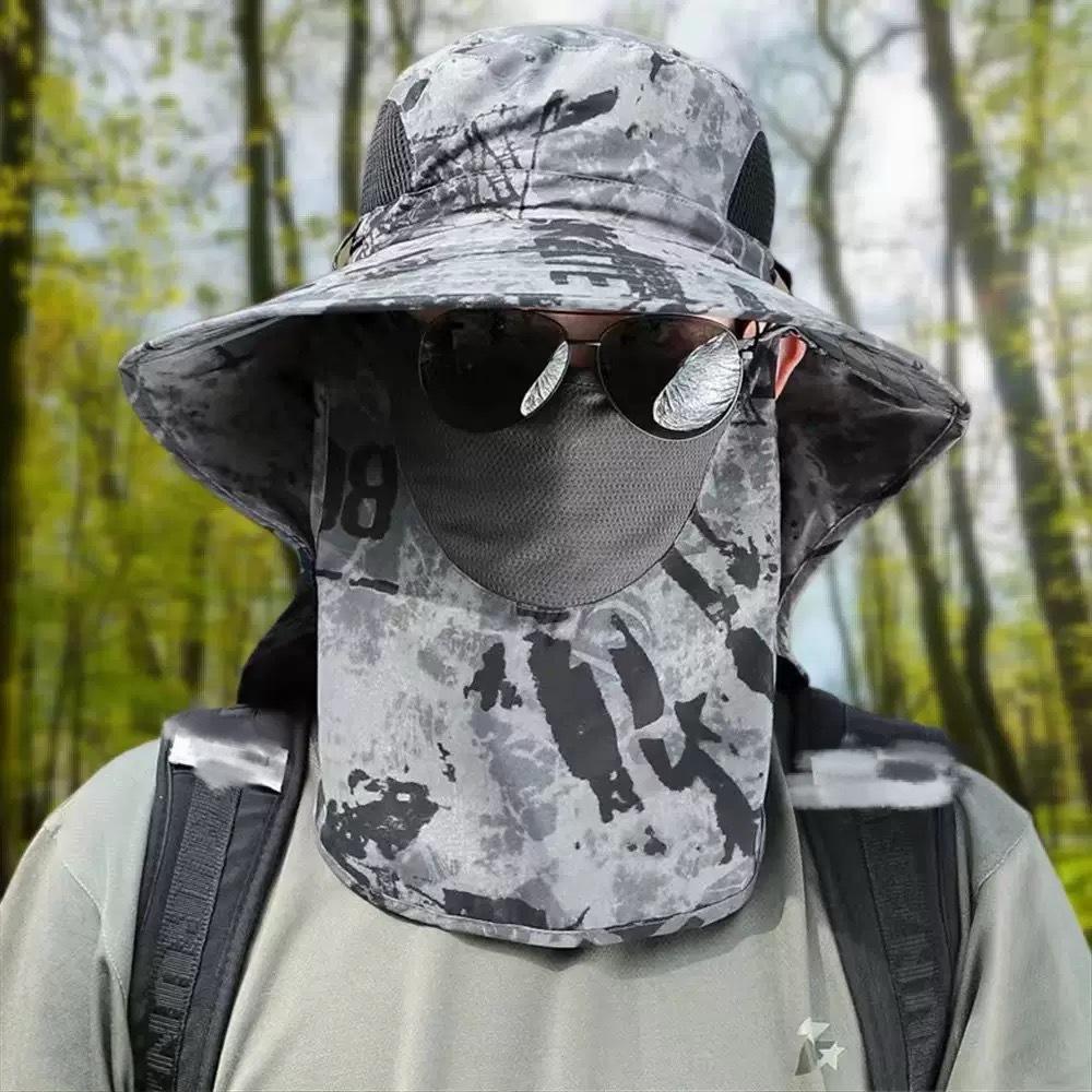 Summer Sun Hat Fishing Cap Men Outdoor Hiking Fisherman Hat with Neck Flap Sun Protection