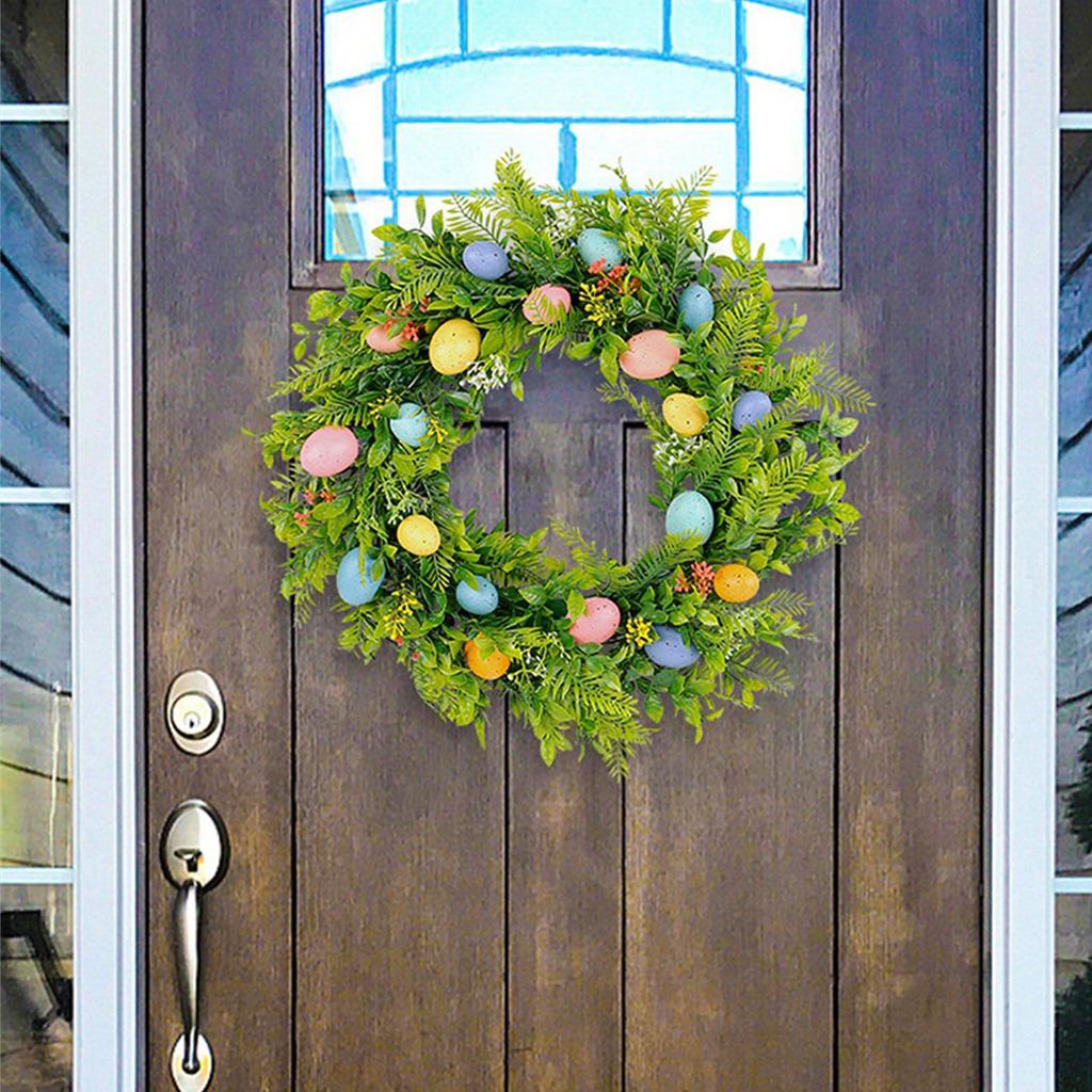 Пасхальный венок с пестрыми яйцами, весеннее украшение двери, нежный венок для пасхального украшения