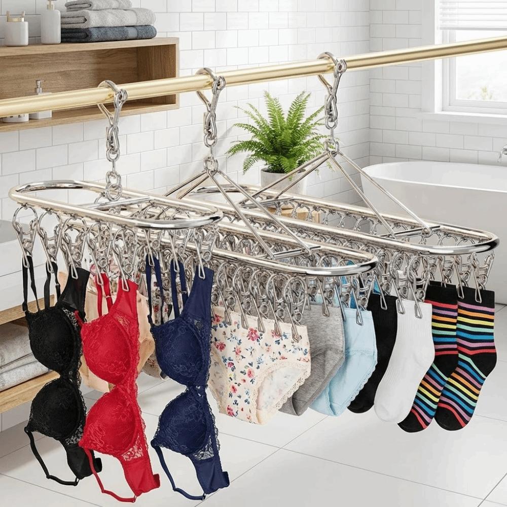 20/30 Clips Socks Drying Rack Stainless Steel Underwear Socks Holder Sock Laundry Airer  Balcony