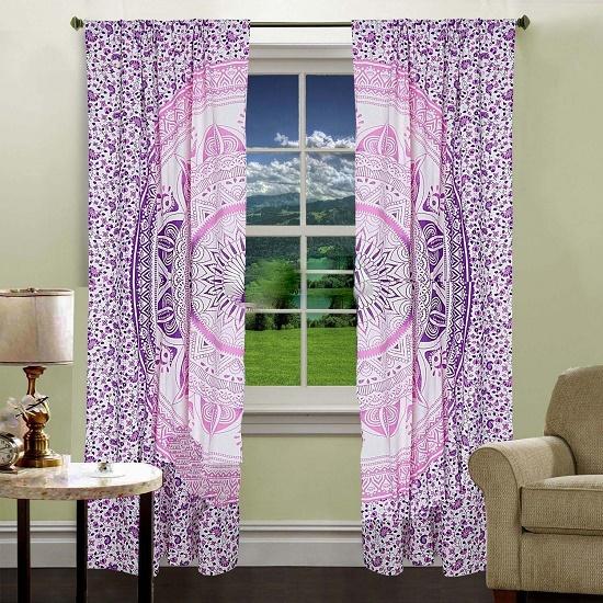 Занавески Мандала из 100% хлопка, обработка окон и дверей, шторы мандала, богемные шторы для домашнего декора в стиле хиппи, гобеленовые шторы мандала