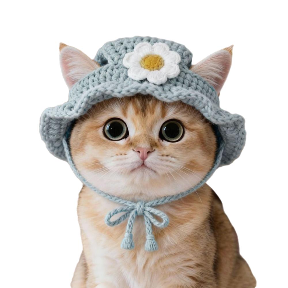 Refined Elastic Cat Knitted Hat Soft Handmade Craft Pet Cosplay Headwear Comfortable To Wear Skin-Friendly Winter Dog Cap
