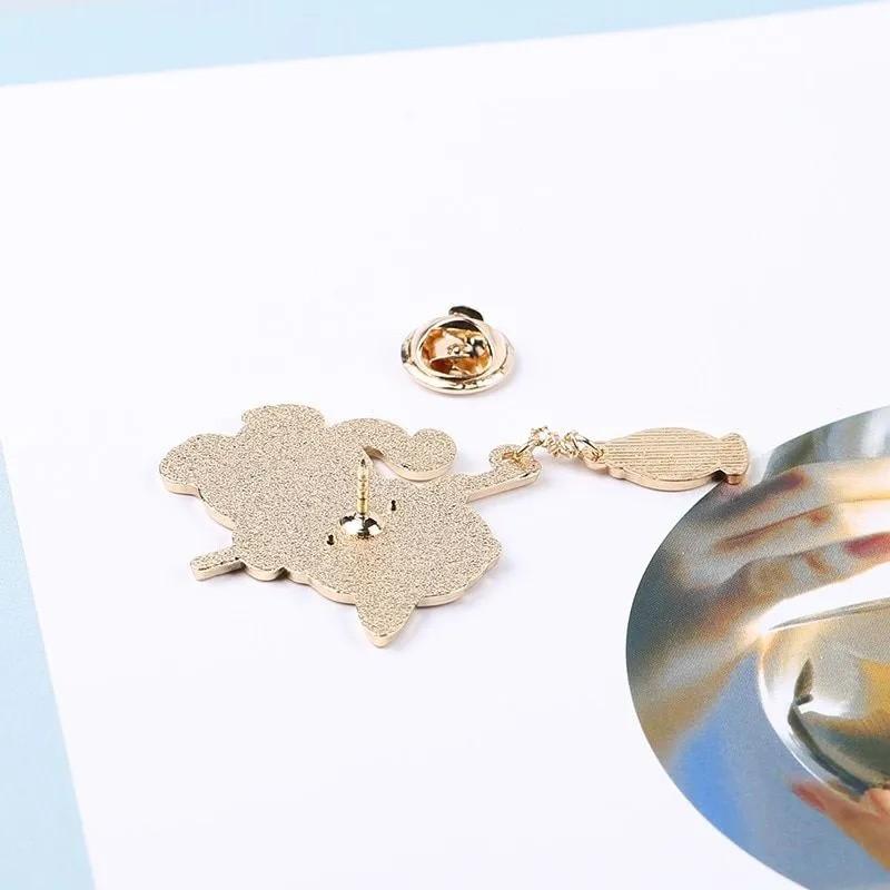 Cute Fishing Couple Forest Brooch Cat Series Gift