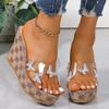 Модный дизайн принт толстые босоножки на платформе женские хрустальные бабочки танкетки женские туфли с открытым носком толстая подошва шлепанцы обувь Mujer