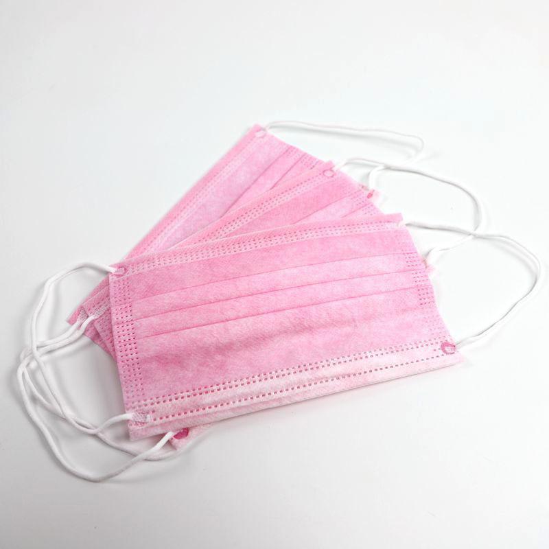 3-layer Pink Mask Face Mouth Masks Non Woven Disposable Anti-dust Masks Earloops Masks