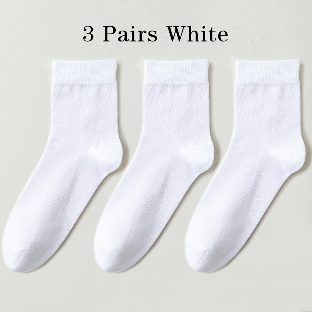 3 пары высококачественных повседневных мужских деловых носков, мягкие дышащие хлопковые носки, быстросохнущие, черные, белые, длинные носки