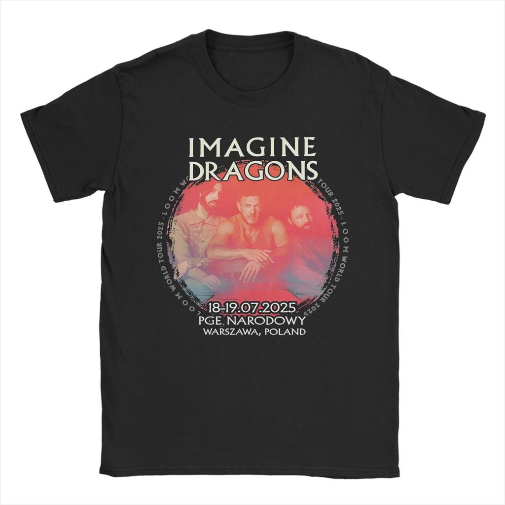 Imagine Dragons Тур 2025 Мерч Унисекс Футболки 100% Хлопок Футболка с Принтом Топы Футболка
